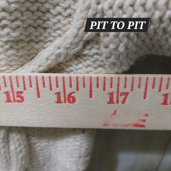 Vintage Mixed Blues Mock Neck Ivory Cable Knit Sweater Medium~80's~Heavy/Thick - Picture 9 of 10